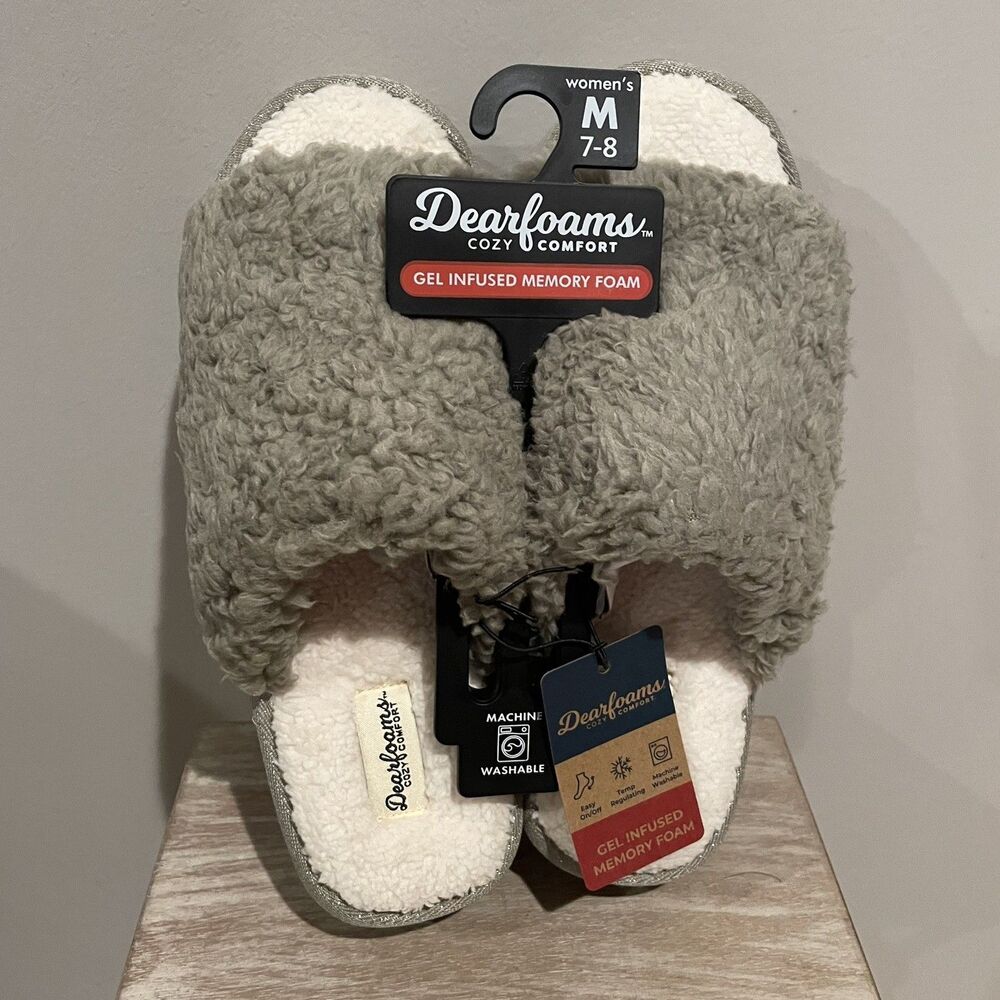 NWT Dearfoams Cozy Comfort Women's Platform Terry Slide Slippers Medium 7/8